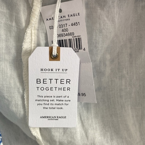 American Eagle Floral Pull On Mini Skirt Size XS Blue and White - Picture 6 of 9